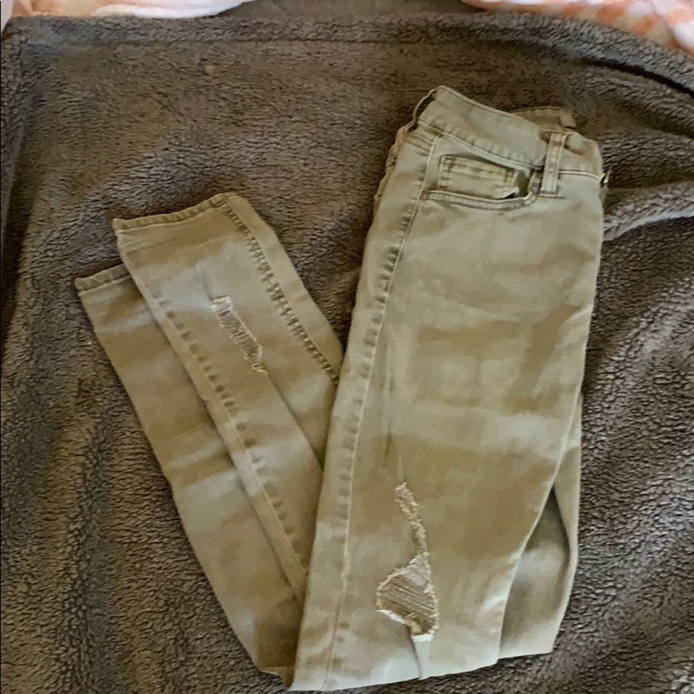 charlotte russe olive green skinny jeans